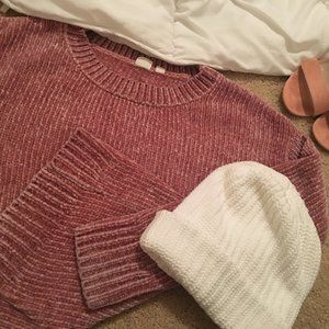 pink velvet sweater jumper knitwear gap xs